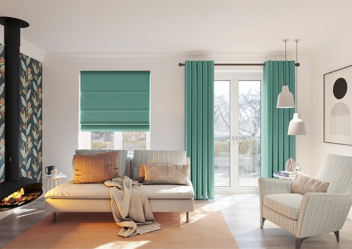 Akoya Faux Silk, Lustre Emerald Green - Motorised Roman Blind - Image 8